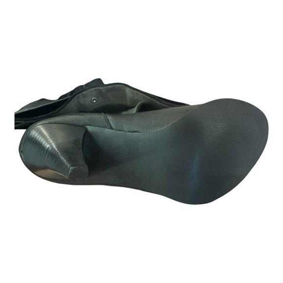 Women’s Black Leather Over Knee Pull On Boots Stiletto Heel Boots US 7 - Picture 7 of 7